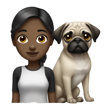 Girl and pug black and white  sticker