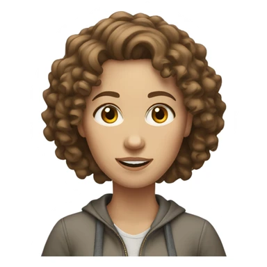 white woman with curly brown hair in casual clothes sticker