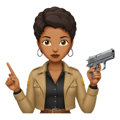 Black woman pointing a gun sticker
