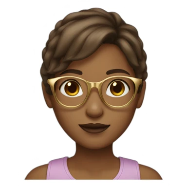 Girl with gold glasses and brown hair clean skin sticker