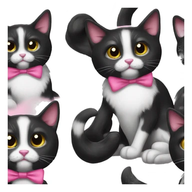 Tuxedo cat with pink bow  sticker
