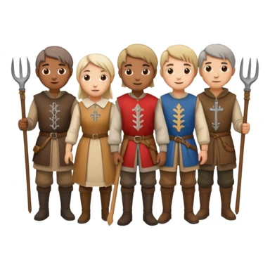 les villageois qui certains ont des fourches  sapé en moyen age sticker