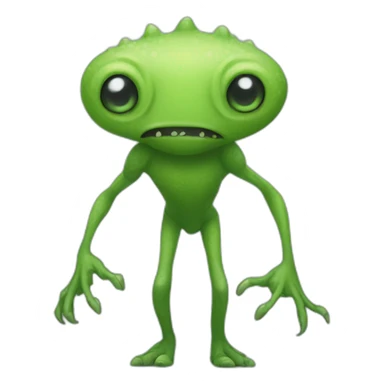bipedal green creature with no legs or arms only feet with large head sticker