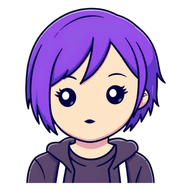 violet hair emo girl sticker