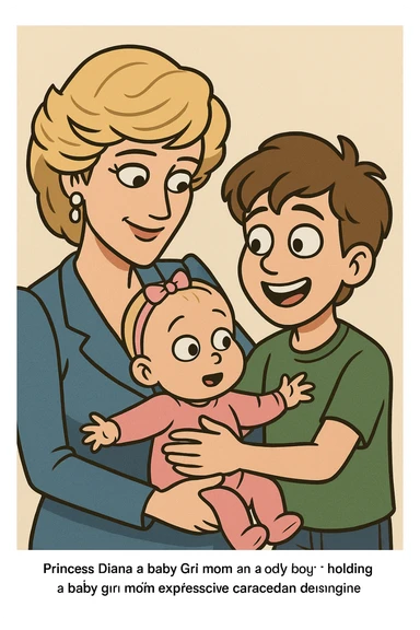 Princess Diana a baby Girl mom and a boy holding the baby sticker