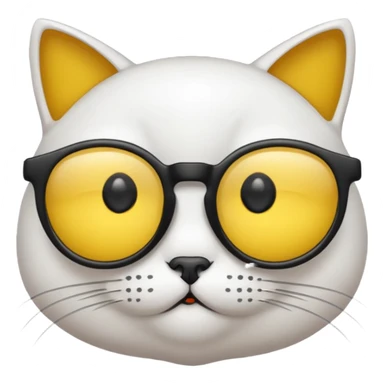 chat blanc à lunette a verre noir sticker