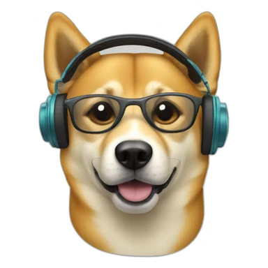 doge with headphones sticker