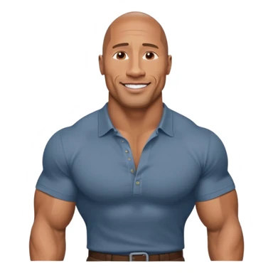 Draw Dwayne Johnson in a fitted shirt, muscular build & confident smile sticker