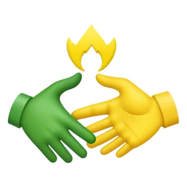 green hand and yellow hand, handshake sticker