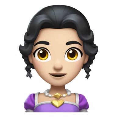 Clash royale the tower princess , white skin , black hair with bow and black crown sticker