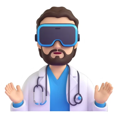 man doctor with dark brown hair and beard in metaverse virtual reality sticker