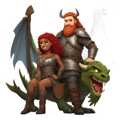 Viking red head beautiful  dragon  queen with a killed Viking solder with a man bun laying down on a dragon  sticker