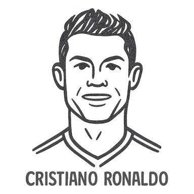 Cristiano Ronaldo as a hand-drawn icon, sketchy lines, minimalistic sticker