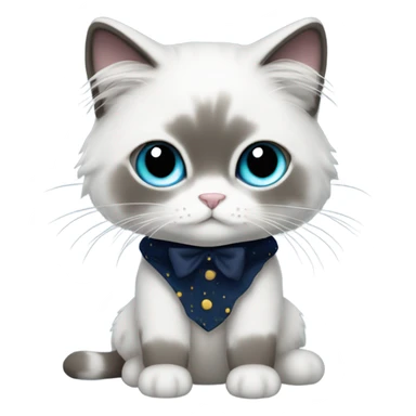 Ragdoll cat with night time outfit  sticker
