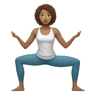 white girl with curly brown hair doing yoga sticker