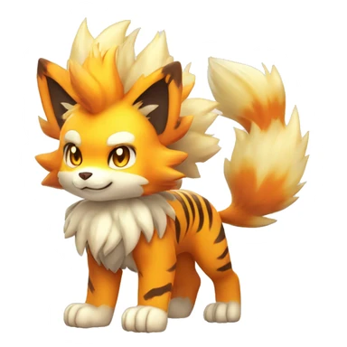 Colorful Shiny Kawaii Cute Tiger-Arcanine—Vulpix-Fakémon-Pokémon full body sticker