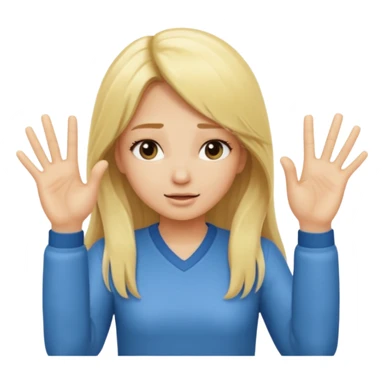 blonde cartoon girl long hair making time out gesture hands making "t" sign sticker