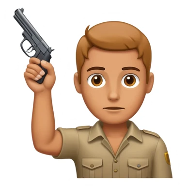 Someone holding a gun shape with their fingers to there head sticker