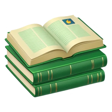 An open green book on top of a stack of green books sticker