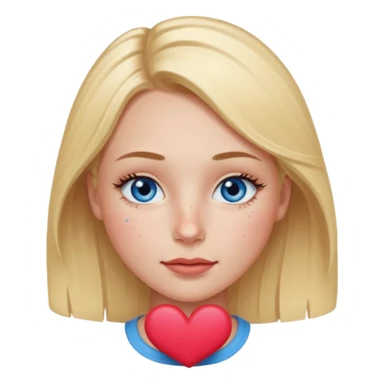 Una ragazza con ciglia lunghe occhi azzurri capelli biondi labbra sottili ma a cuore guance rosacee e lentiggini sul naso sticker