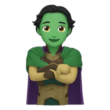 Loki and kang giving hug sticker