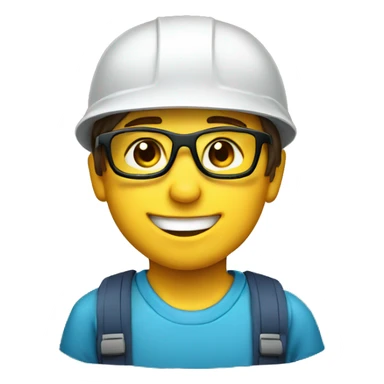 smiling boy with safety helmet and glases sticker