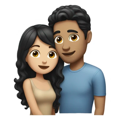 White guy with brown hair kissing girl with black hair sticker
