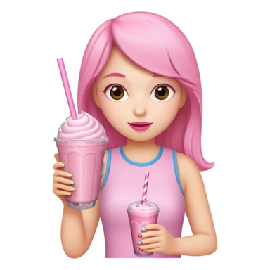 Girl drinking a pink milkshake sticker