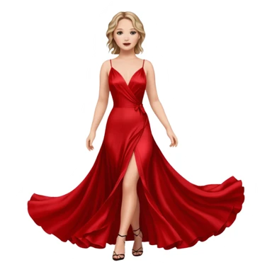 Jennifer Lawrence, in a red dress sticker