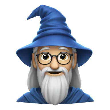 portrait of a wise wizard smiling, Merlin style, with an blue hat sticker