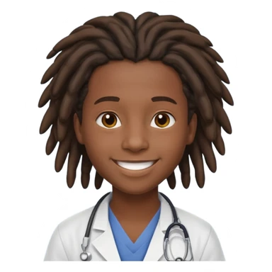 make me a black darkskin doctor with mid head lenghtdreads, he is a teen, no face hair, make him happy sticker