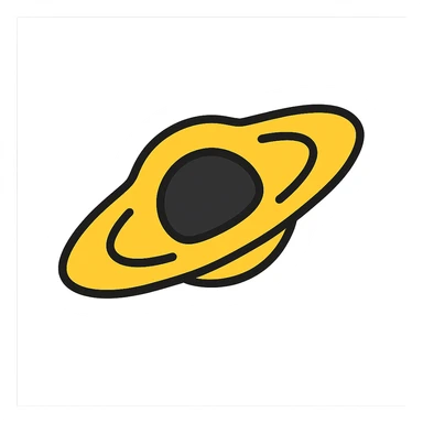 Enhance the black hole with a bright yellow accretion disk, making it more impressive and scientifically accurate with gravitational distortion. Maintain a clear icon style that is visually striking and astrophysically accurate, with no background. sticker
