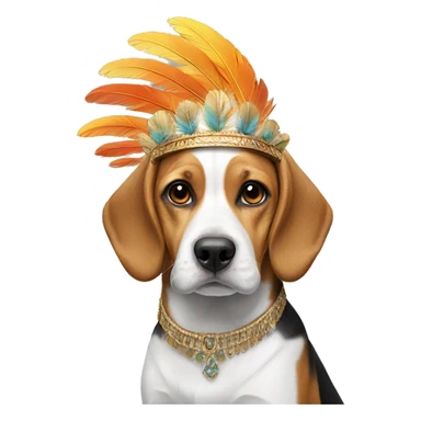 Beagle with feathered headdress  sticker