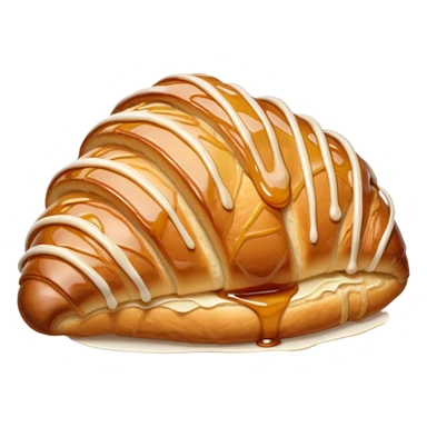 Almond croissant with a caramel syrup on it sticker