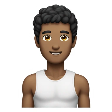 a skinny man with puma clothes and black hair with a loaf of bread sticker