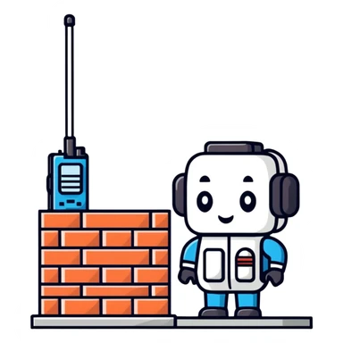 The brick is saying something into the walkie-talkie sticker