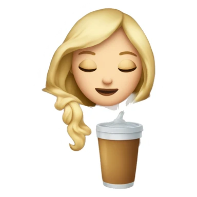 Blonde girl inside a blanket sipping ice coffee eyes closed sticker