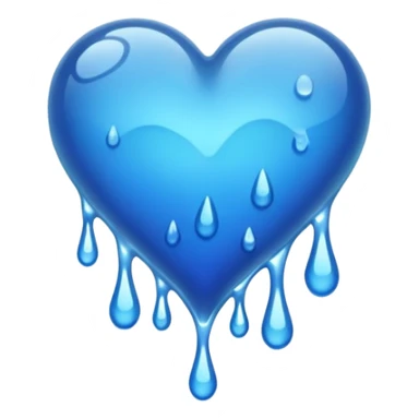 Wet watery dripping oceanic blue heart sticker