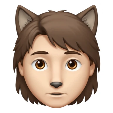 A young white boy with brown hair and eyes, with slightly long, straight and disheveled hair with wolf cut, Make it look aesthetic,  sticker