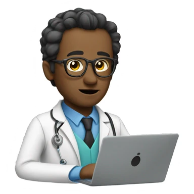 The doctor is at his laptop sticker