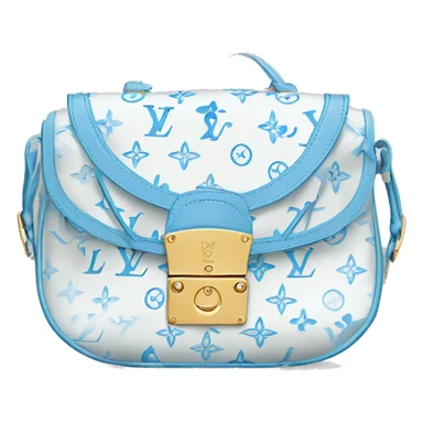 White Designer Louis Vuitton bag with baby blue monogram  sticker