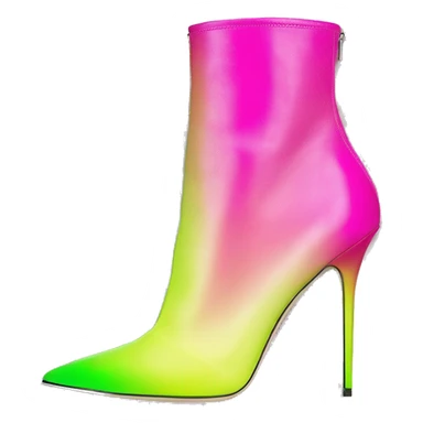 Realistic isolated top view of a pair of hot pink,and lime green ombre Jimmy  Choo stiletto ankle bootie boots.  sticker