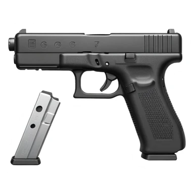 Glock 17 with an extended magazine and a clear legible engraving "N Block 17" sticker