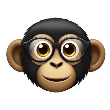 Monkey wearing glasses With long black hair and bun sticker