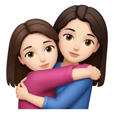 Brunette girl hugging another brunette girl sticker