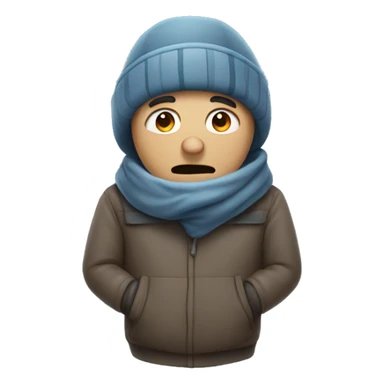 man freezing in the cold sticker