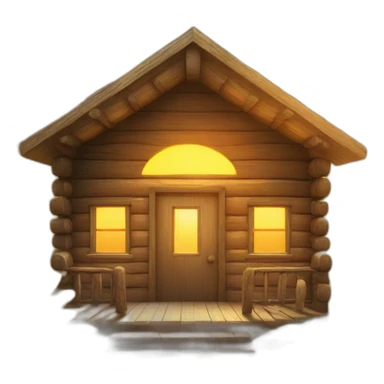 bright sun shining on a wood cabin sticker