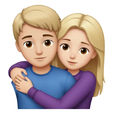 Girl with long brown hair and boy with short blonde hugging  sticker