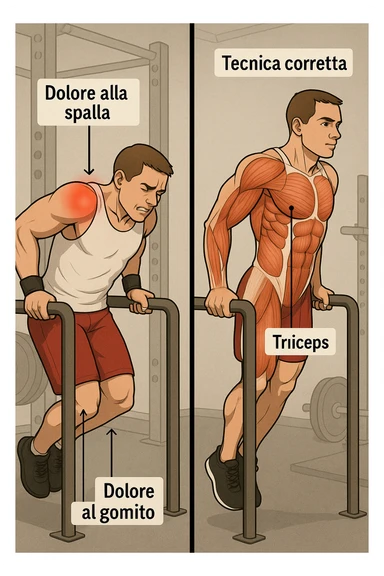 Dolore nel dip per errori di tecnica, facciamo capire bene i dolori sticker