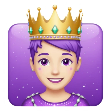 purple non-binary people glitter crown sticker